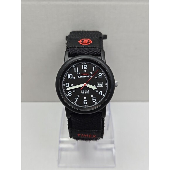 Timex Expedition Camper Watch Indiglo 37mm Black Date 50M Quartz New Battery WR - Picture 1 of 11